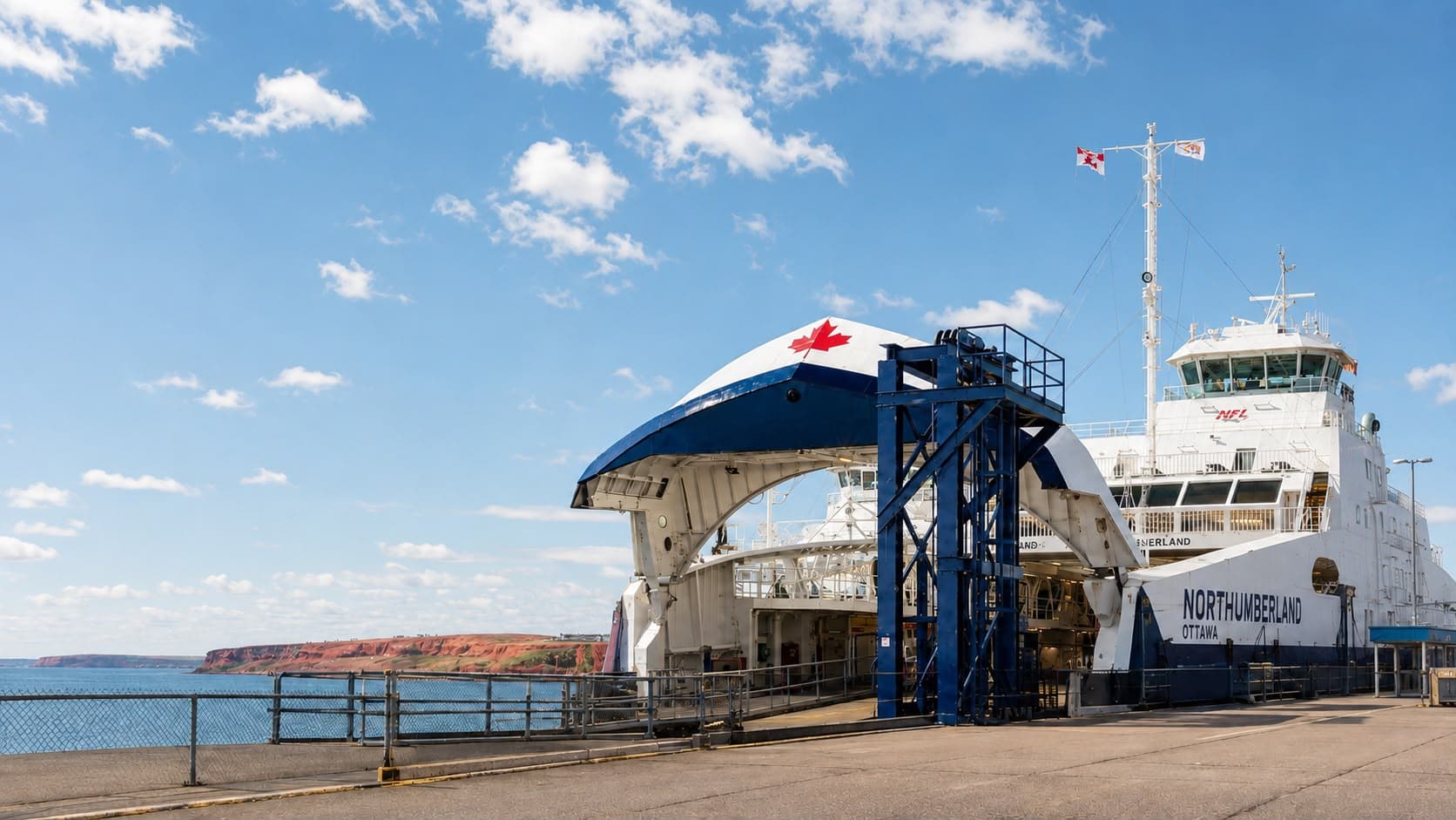 Northumberland Ferries vessel docked at Wood Islands, Prince Edward Island