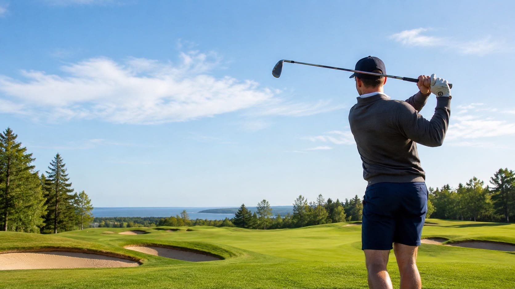 Golfer on a Prince Edward Island coastal golf course